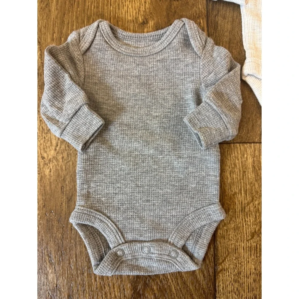 Carter's Baby Boy Preemie Bodysuits Solid Neutral Waffle Knit Clothes Lot Reborn